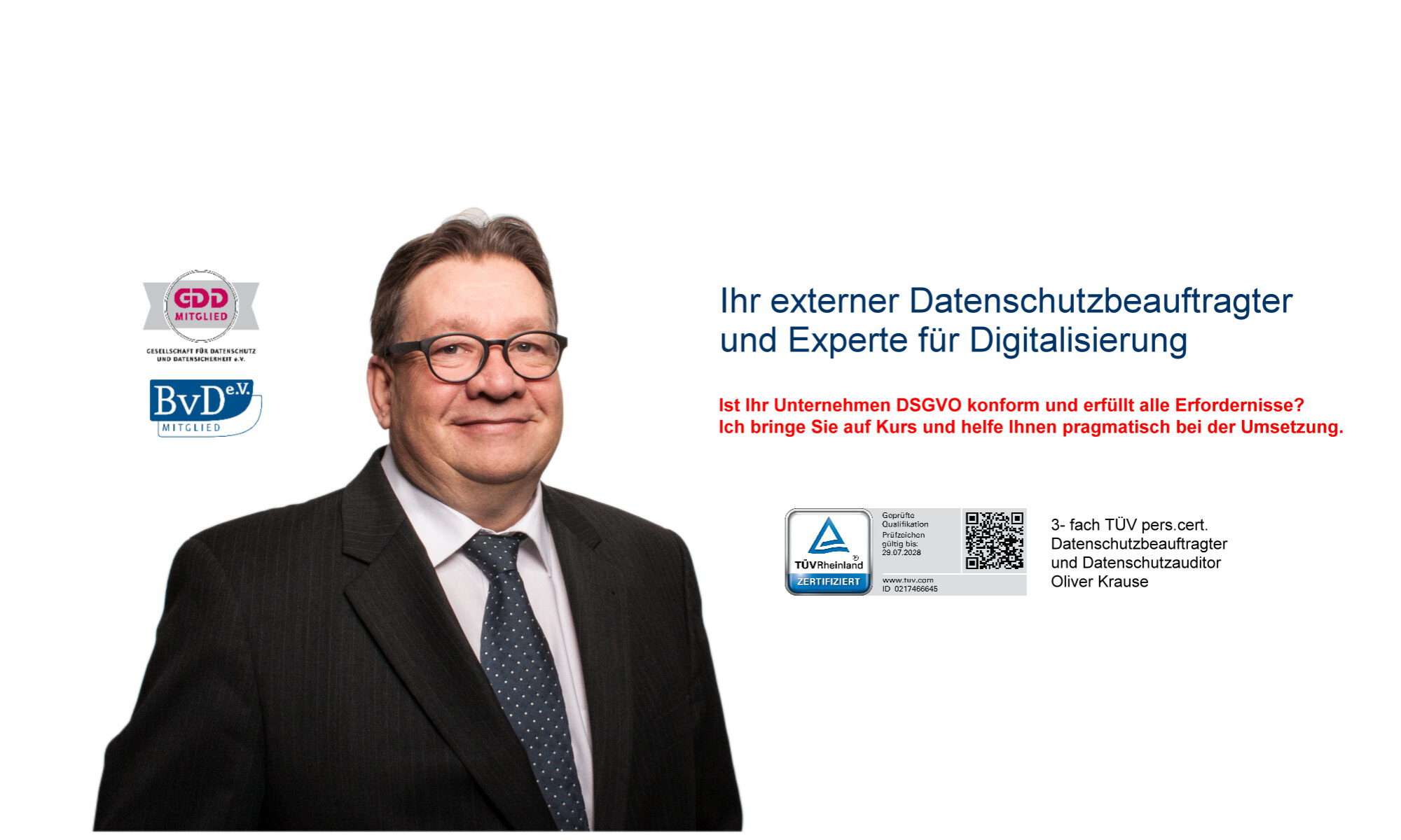 Oliver Krause, externer Datenschutzbeauftragter und Datenschutzauditor der DSBOK GmbH